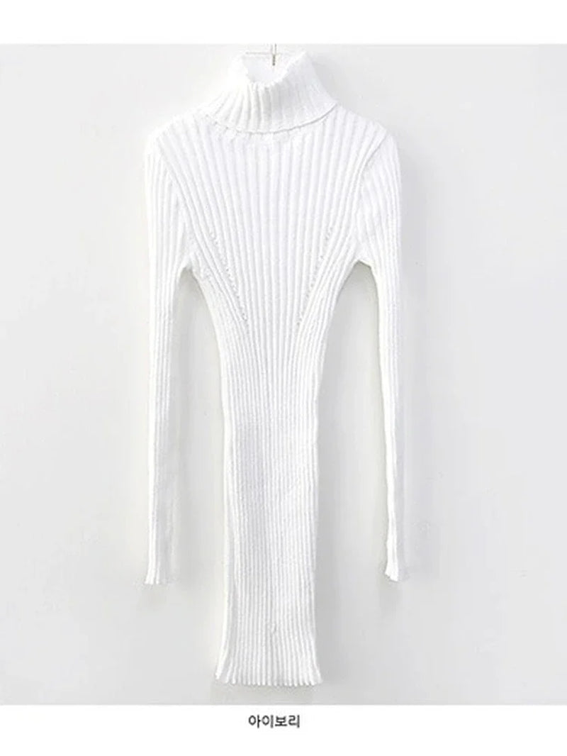 Chic Vintage Oversized Long Sleeve Bodycon Sweater Dress in Fall Blue