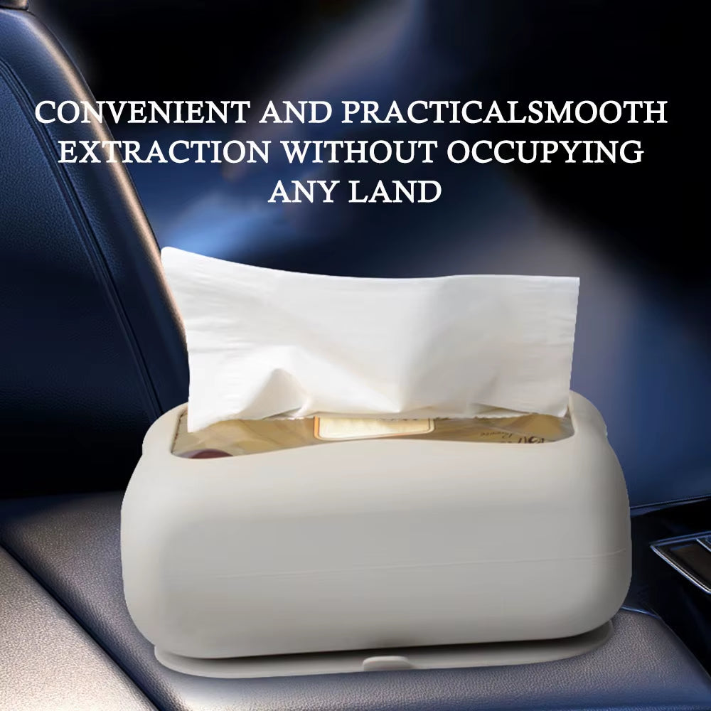 Silicone Tissue Box with Suction Cup - Stable and Large Capacity for Home and Vehicle Use