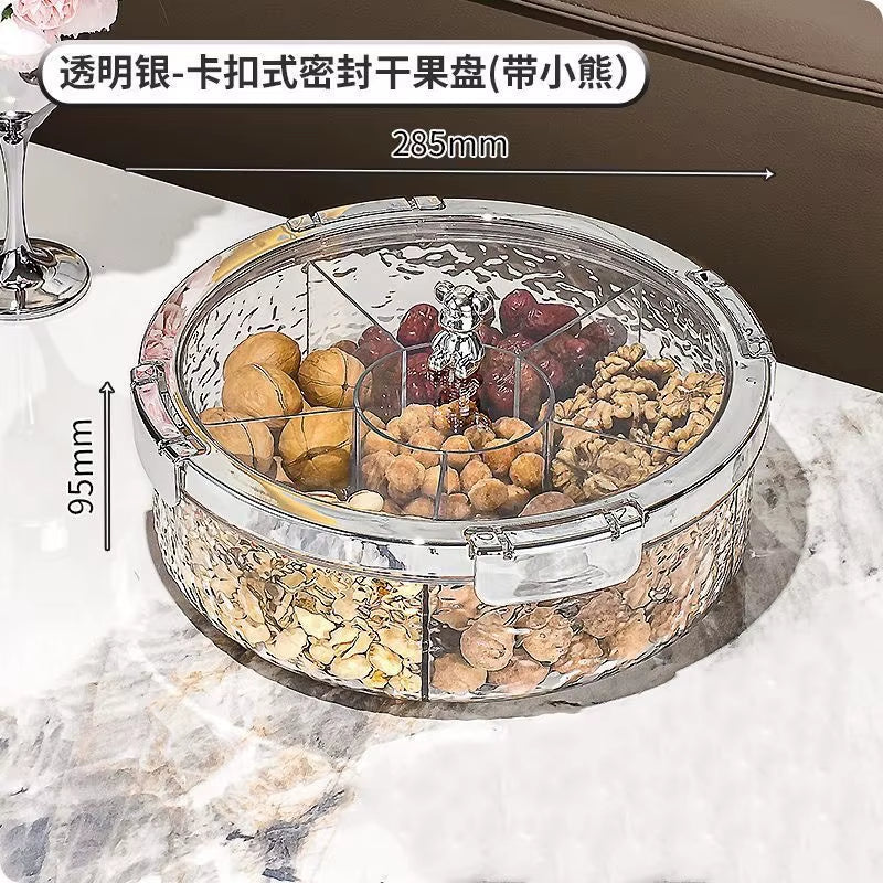 Ripple Seal Compartment Food Storage Tray for Dried Fruits, Nuts, and Snacks