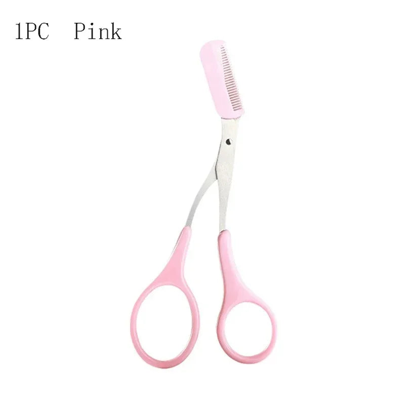 Stainless Steel Eyebrow Trimmer and Scissors Set with Comb for Precision Hair Removal and Shaping - Available in 1 to 4 Pieces
