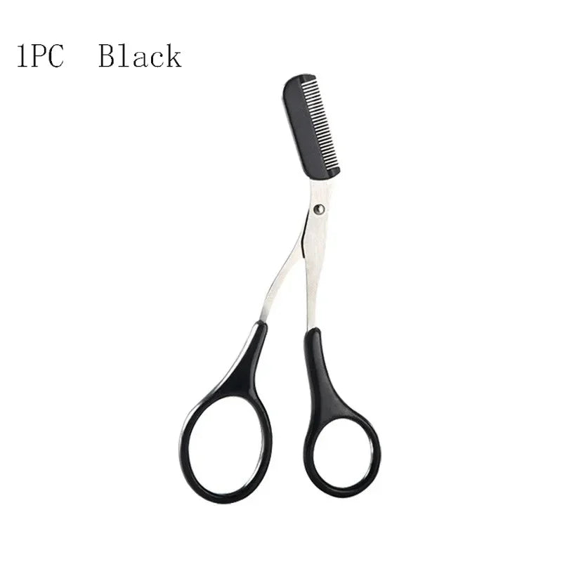 Stainless Steel Eyebrow Trimmer and Scissors Set with Comb for Precision Hair Removal and Shaping - Available in 1 to 4 Pieces