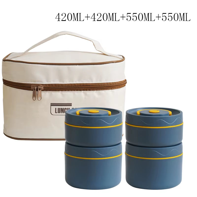 Professional Insulated Portable Lunch Box Set - Stackable Bento Box for Adults and Children, Ideal for School, Picnics, and Food Storage