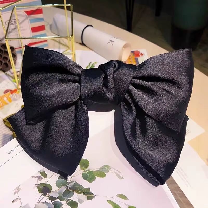 Elegant Bow Ribbon Hair Clip for Women and Girls – Solid Satin Barrettes and Ponytail Accessories, Ideal Gift for Spring