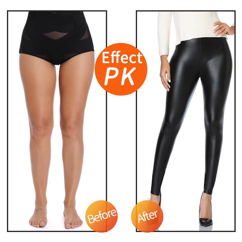 Stylish PU Faux Leather Leggings for Women - Warm, Waterproof, and Stretchy Push-Up Fitness Pants