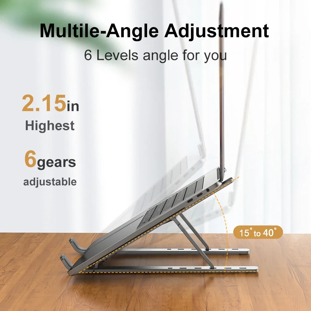 Portable Aluminum Laptop Stand - Foldable Notebook Support Bracket for MacBook Air and Pro Accessories