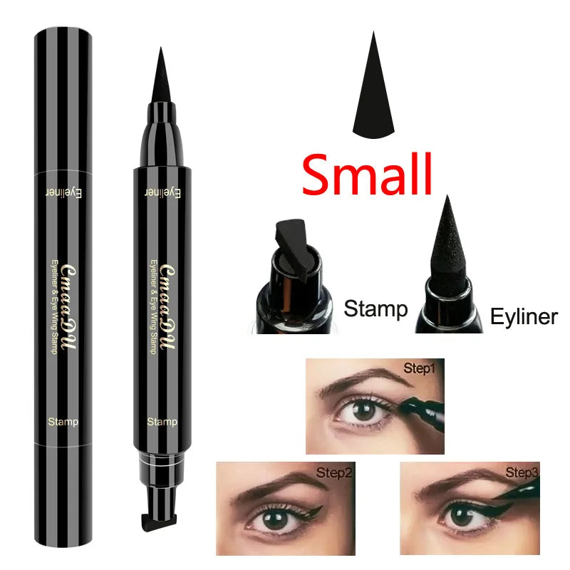 Professional Waterproof Liquid Eyeliner Pen - Fast Drying Black Double-Ended Cosmetic Eyeliner