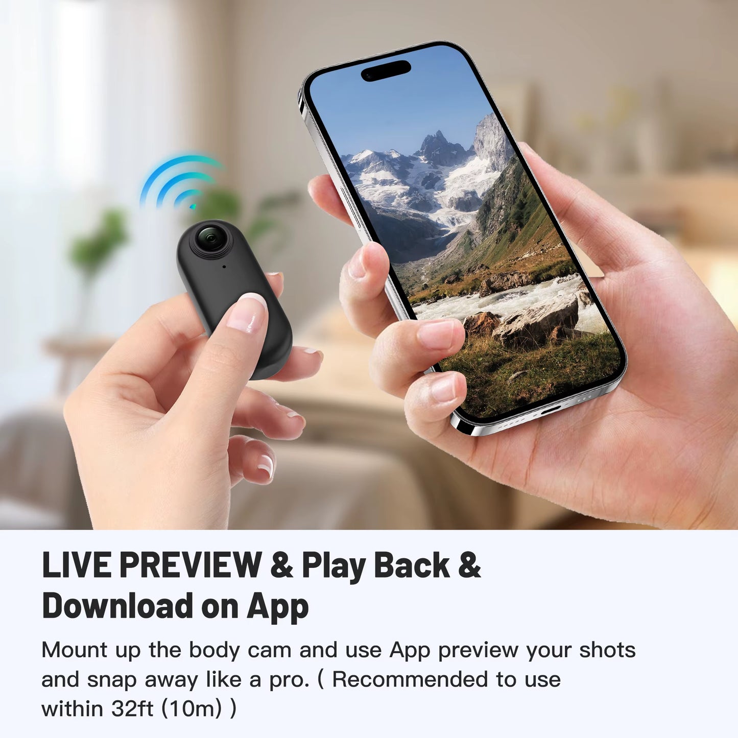 4K Mini Wearable Action Camera with Waterproof Case and WiFi for Cycling Vlogs
