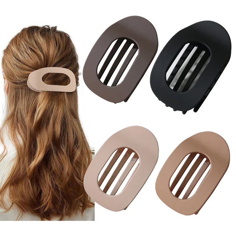 Elegant Leopard Print Oval Flat Hair Clips for Women - Trendy French Claw Hair Accessories