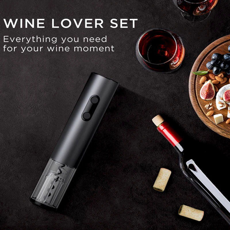 Electric Wine Opener Gift Set - Automatic Corkscrew with Foil Cutter and One-Click Operation for Kitchen, Bar, and Party Use