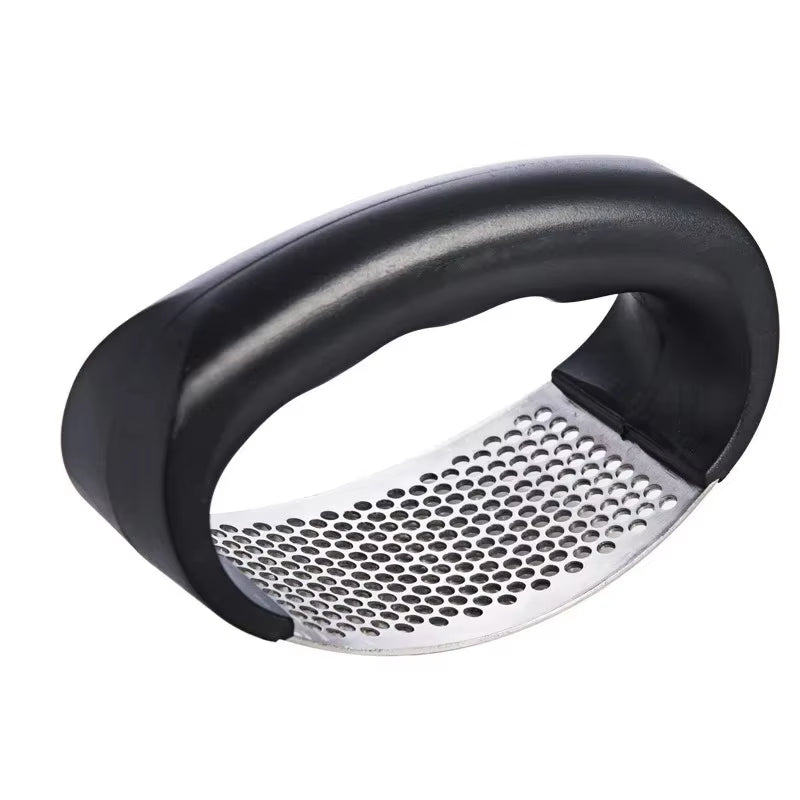 Stainless Steel Manual Garlic Press and Chopper - Versatile Kitchen Gadget for Fruits and Vegetables