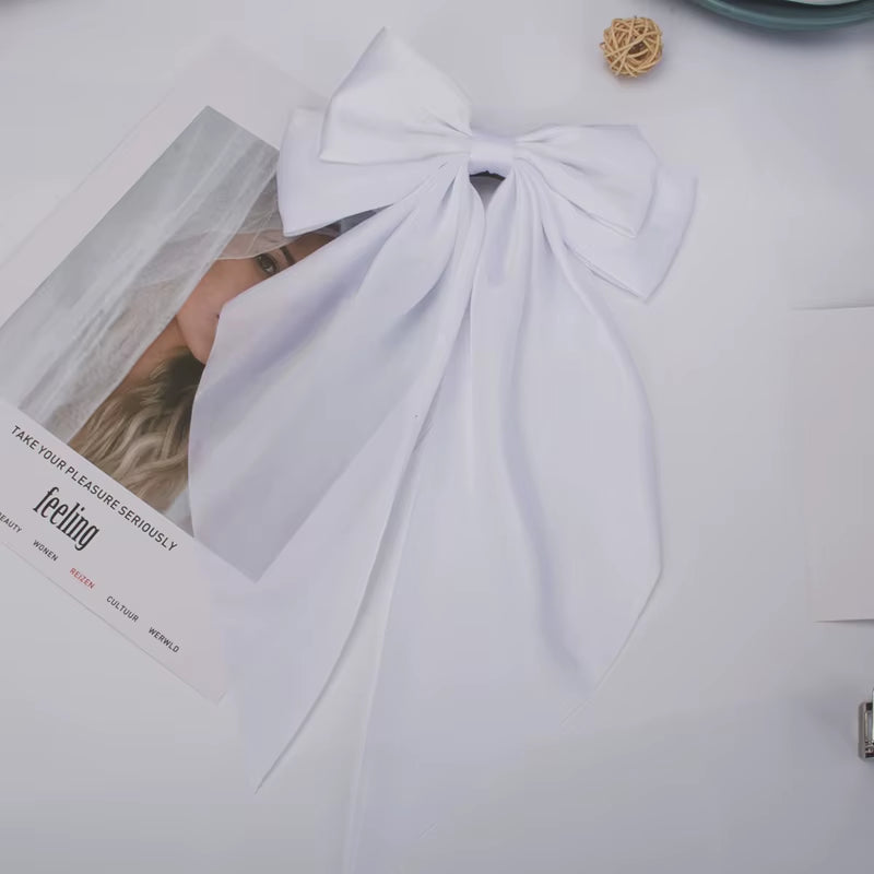 Elegant Bow Ribbon Hair Clip for Women and Girls – Solid Satin Barrettes and Ponytail Accessories, Ideal Gift for Spring