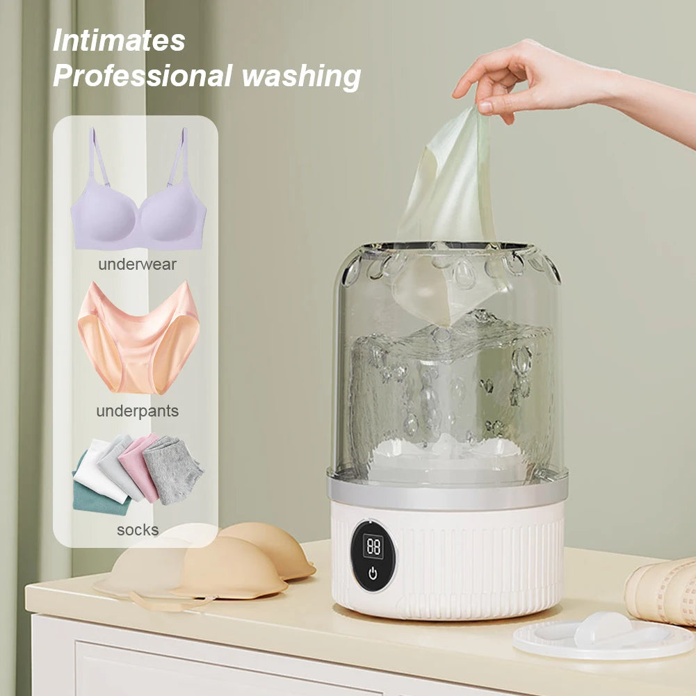 Rechargeable Mini Electric Underwear Washer - 1L Portable Wireless Laundry Machine for Socks and Small Garments