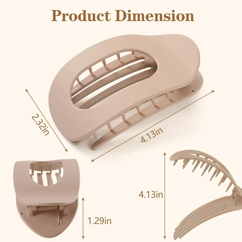 Elegant Leopard Print Oval Flat Hair Clips for Women - Trendy French Claw Hair Accessories
