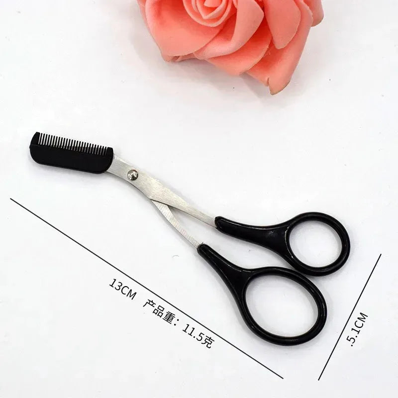 Stainless Steel Eyebrow Trimmer and Scissors Set with Comb for Precision Hair Removal and Shaping - Available in 1 to 4 Pieces