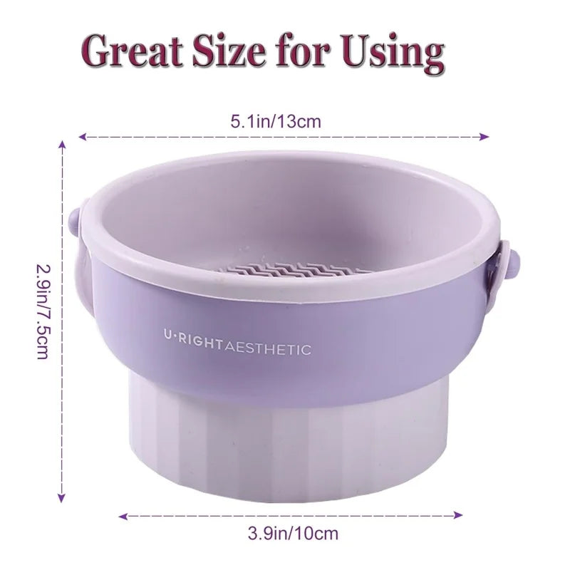 Ultimate 3-in-1 Silicone Makeup Brush Cleaner Mat with Foldable Washing Bowl & Drying Tools for Perfectly Clean Brushes and Sponges