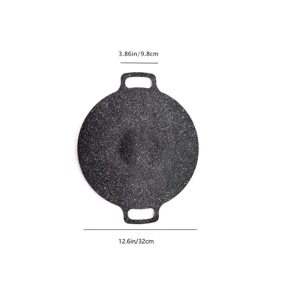 Cast Iron Non-Stick Round Roasting Pan with Double Handles for Korean BBQ and Crepes