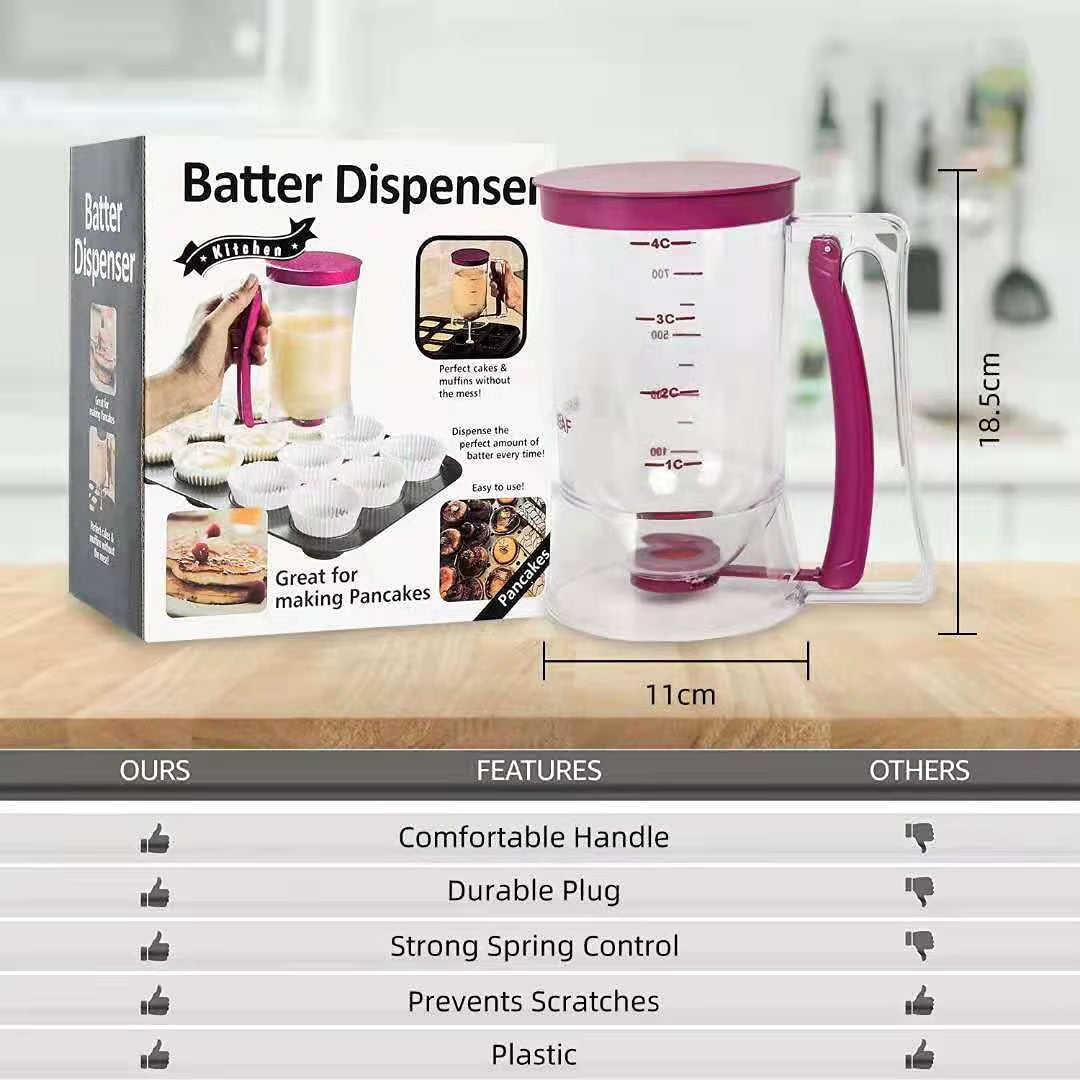 Batter Separator and Dispenser for Cupcakes, Pancakes, Cookies, Cakes, Waffles, and Cream - Professional Measuring Cup for Kitchen Baking Tools