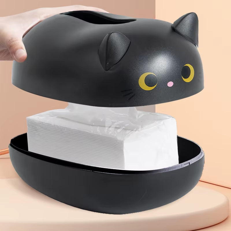 Nordic Style Cat Tissue Box - Elegant Napkin Storage and Toilet Paper Holder for Home Decor