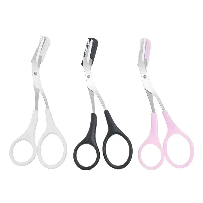 Stainless Steel Eyebrow Trimmer and Scissors Set with Comb for Precision Hair Removal and Shaping - Available in 1 to 4 Pieces