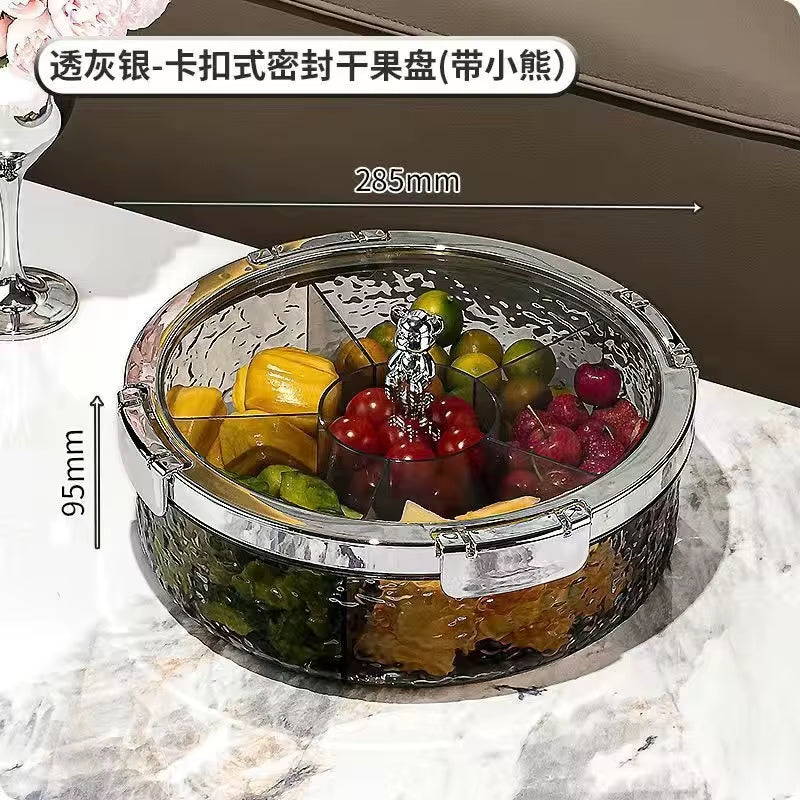 Ripple Seal Compartment Food Storage Tray for Dried Fruits, Nuts, and Snacks