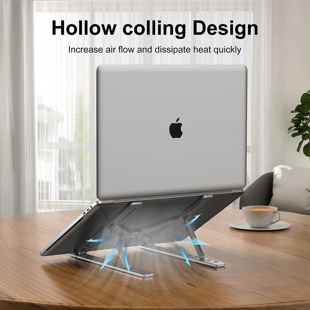 Portable Aluminum Laptop Stand - Foldable Notebook Support Bracket for MacBook Air and Pro Accessories