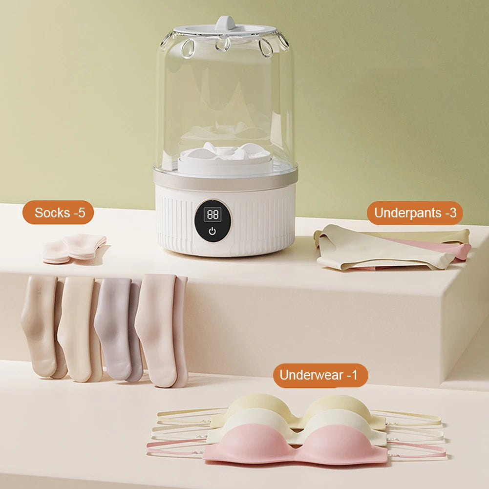 Rechargeable Mini Electric Underwear Washer - 1L Portable Wireless Laundry Machine for Socks and Small Garments