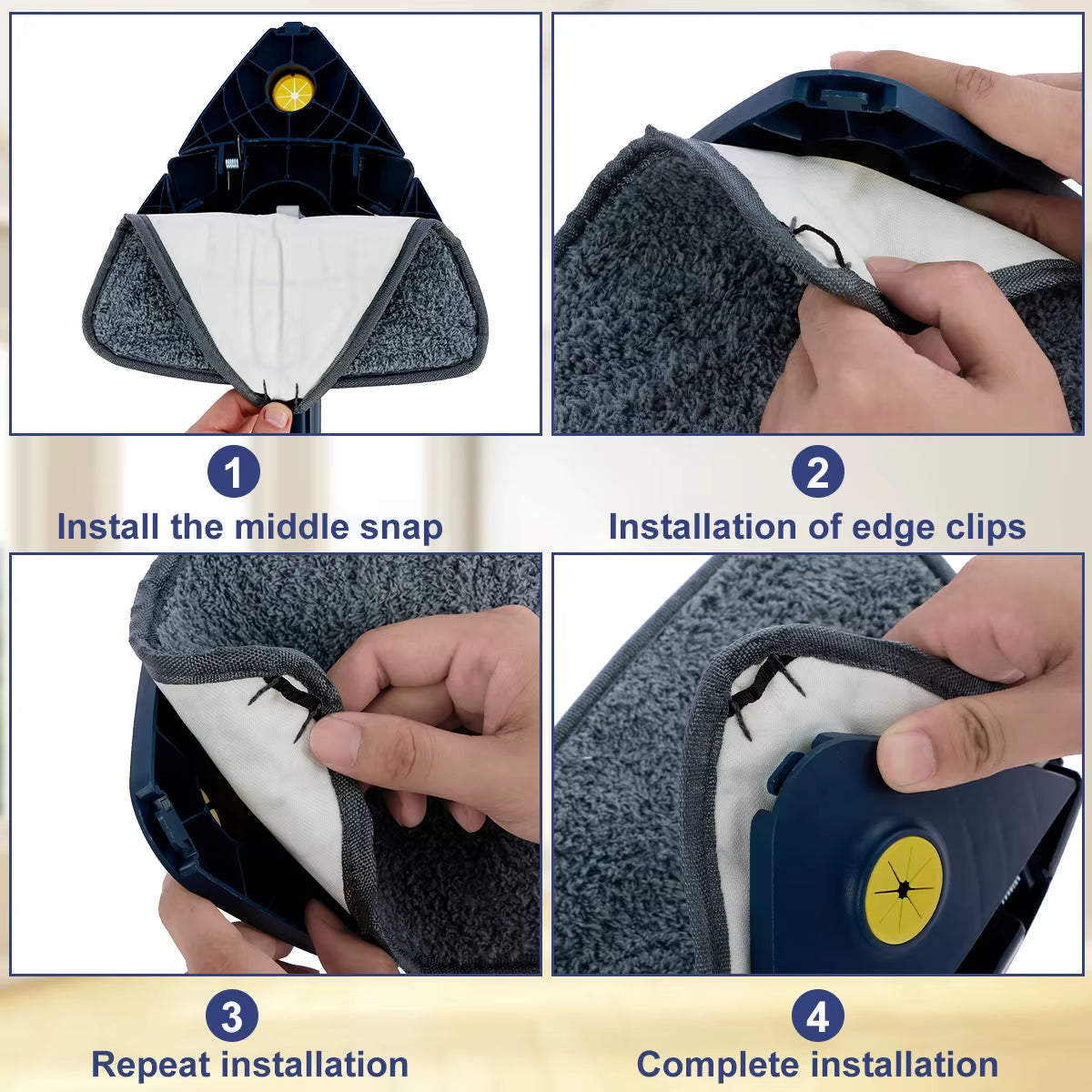 Telescopic 360° Rotatable Triangle Mop for Versatile Wet and Dry Cleaning of Ceilings, Windows, and Floors