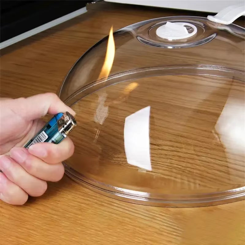 Transparent Microwave Food Splash Cover with Handle - Household Oven Heating Accessory