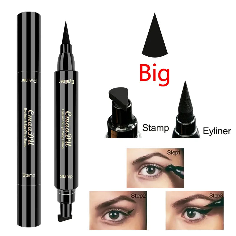 Professional Waterproof Liquid Eyeliner Pen - Fast Drying Black Double-Ended Cosmetic Eyeliner