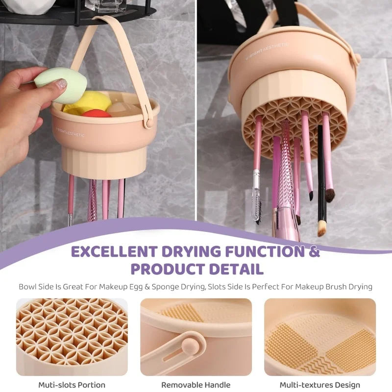Ultimate 3-in-1 Silicone Makeup Brush Cleaner Mat with Foldable Washing Bowl & Drying Tools for Perfectly Clean Brushes and Sponges