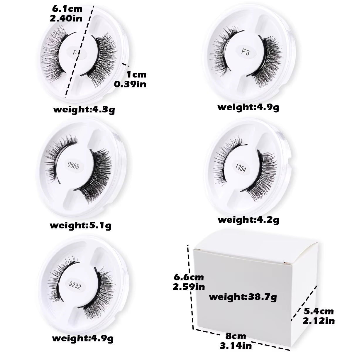 Magnetic False Eyelashes Set - 5 Pairs of Reusable Mink Lashes with Extension Tool & Tweezers in 5 Stunning Styles