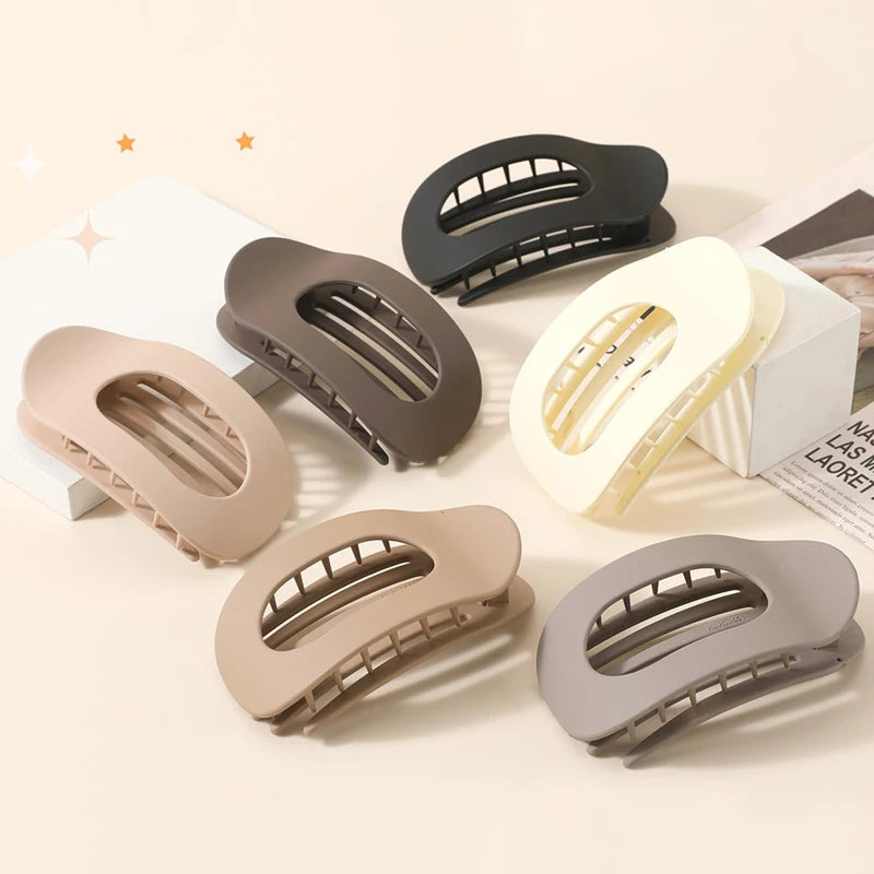 Elegant Leopard Print Oval Flat Hair Clips for Women - Trendy French Claw Hair Accessories