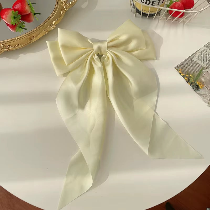 Elegant Bow Ribbon Hair Clip for Women and Girls – Solid Satin Barrettes and Ponytail Accessories, Ideal Gift for Spring