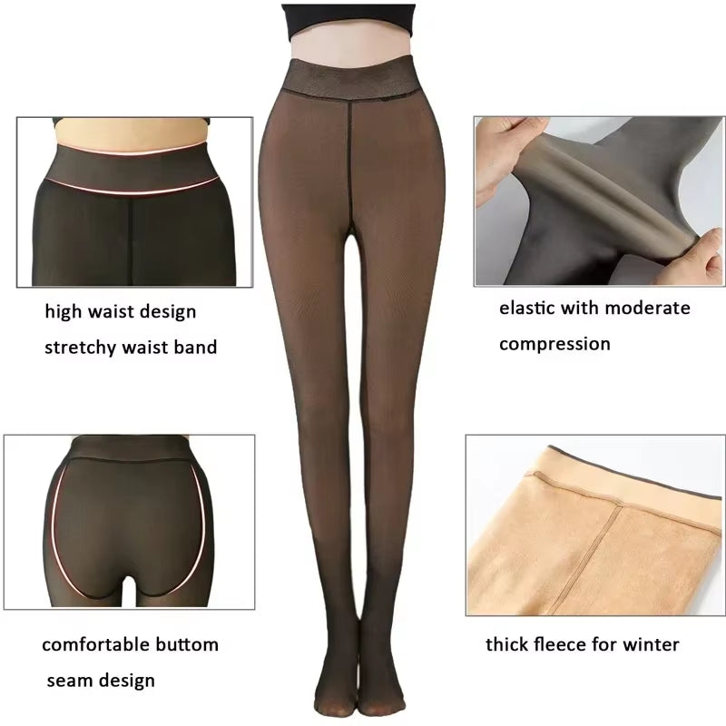 Women's Fleece-Lined Thermal Leggings - High Waist Insulated Tights for Ultimate Winter Comfort (Up to 70kg)