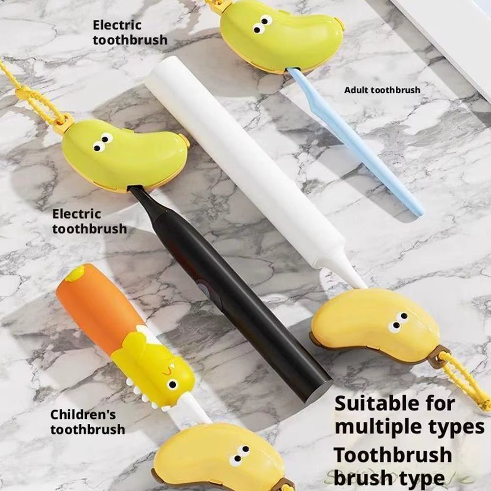 Portable Toothbrush Holder - Essential Travel Toothbrush Protective Cap with Cute Banana Design for Hiking and Camping, ABS Dust Cap Case