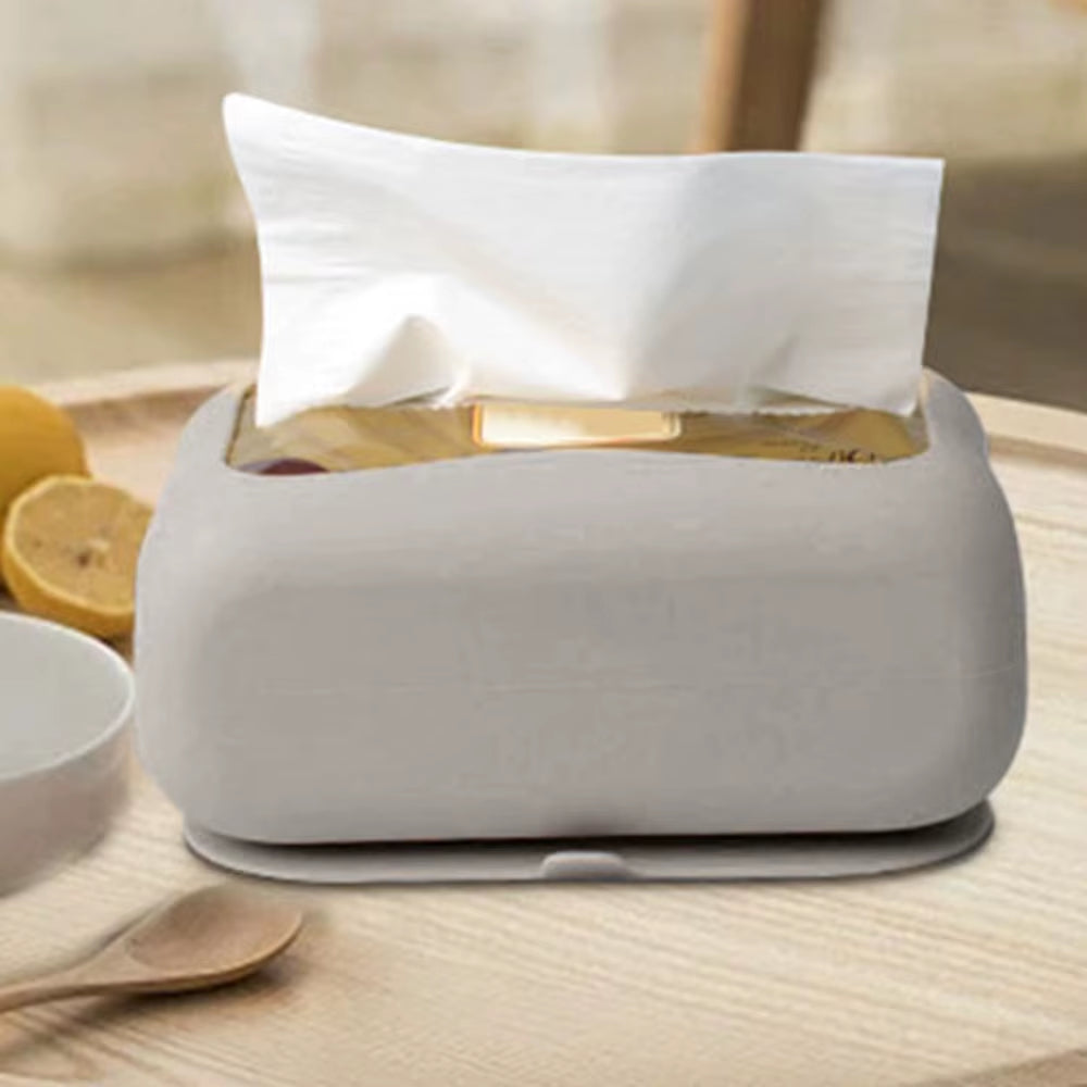 Silicone Tissue Box with Suction Cup - Stable and Large Capacity for Home and Vehicle Use