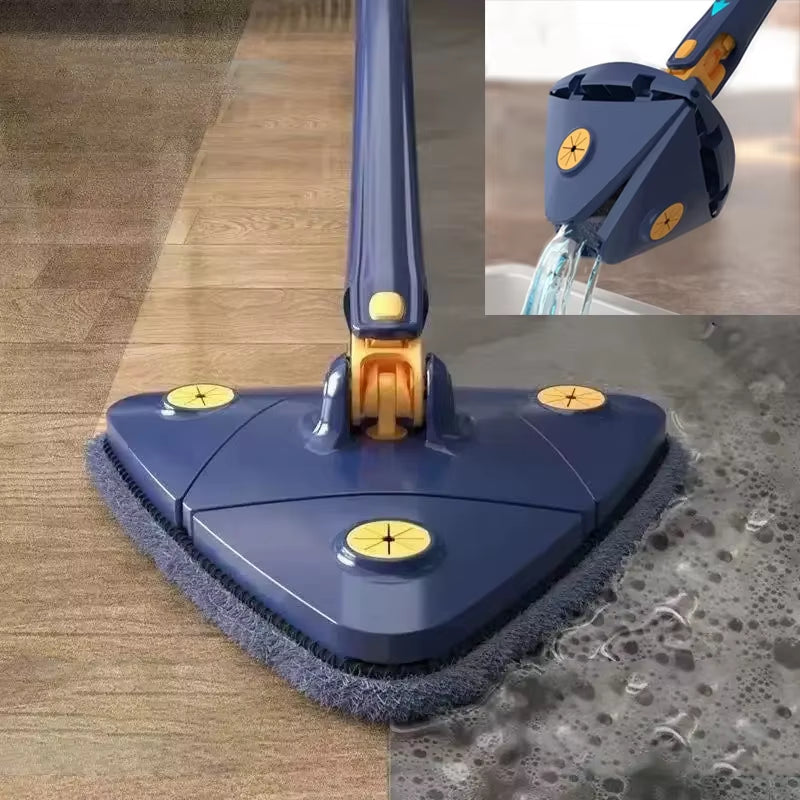 Telescopic 360° Rotatable Triangle Mop for Versatile Wet and Dry Cleaning of Ceilings, Windows, and Floors