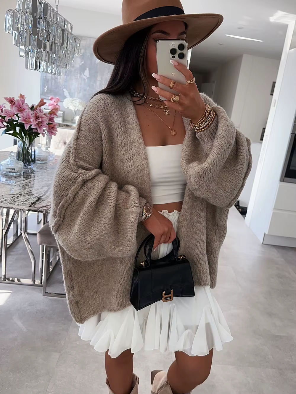 Chic Women's Mid-Length Knitted Cardigan Jacket - Perfect for Autumn & Winter!