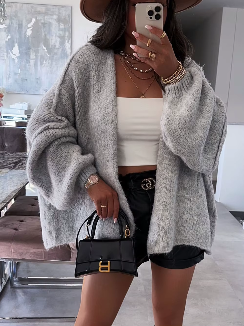 Chic Women's Mid-Length Knitted Cardigan Jacket - Perfect for Autumn & Winter!