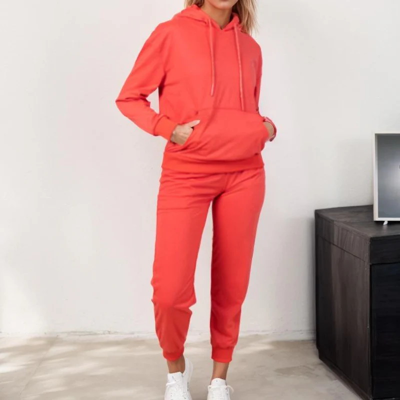 Stylish RED Marine Women's Hoodie Set - Comfortable Bridal Wear & Fashionable Long Sleeve Overalls