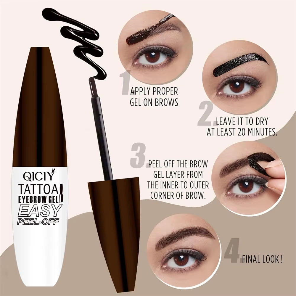 Long-Lasting Waterproof Eyebrow Gel Cream - Easy Peel-Off, Smudge-Proof, Sweat-Resistant Formula for Up to 3 Days