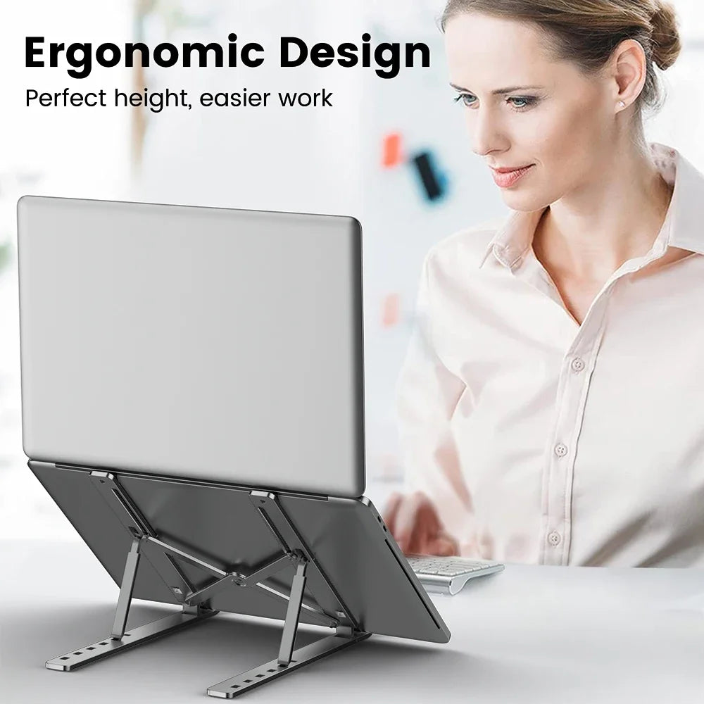 Portable Aluminum Laptop Stand - Foldable Notebook Support Bracket for MacBook Air and Pro Accessories