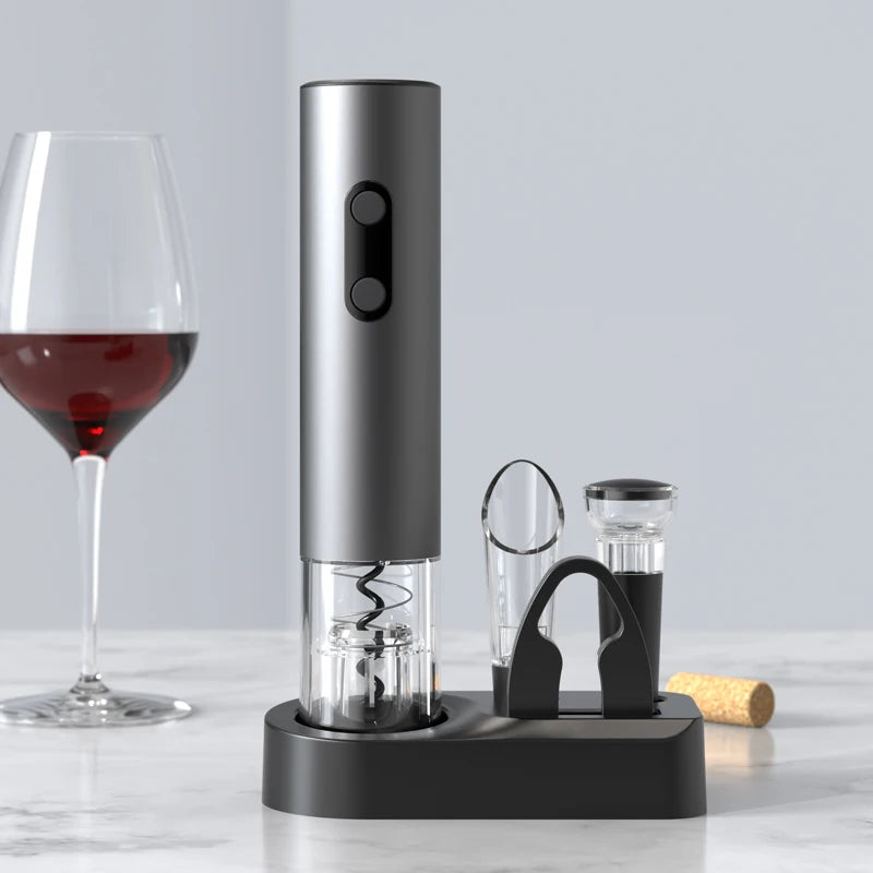 Electric Wine Opener Gift Set - Automatic Corkscrew with Foil Cutter and One-Click Operation for Kitchen, Bar, and Party Use