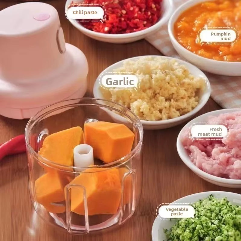 Compact Electric Garlic Chopper and Meat Grinder - Durable Vegetable Crusher and Baby Food Maker