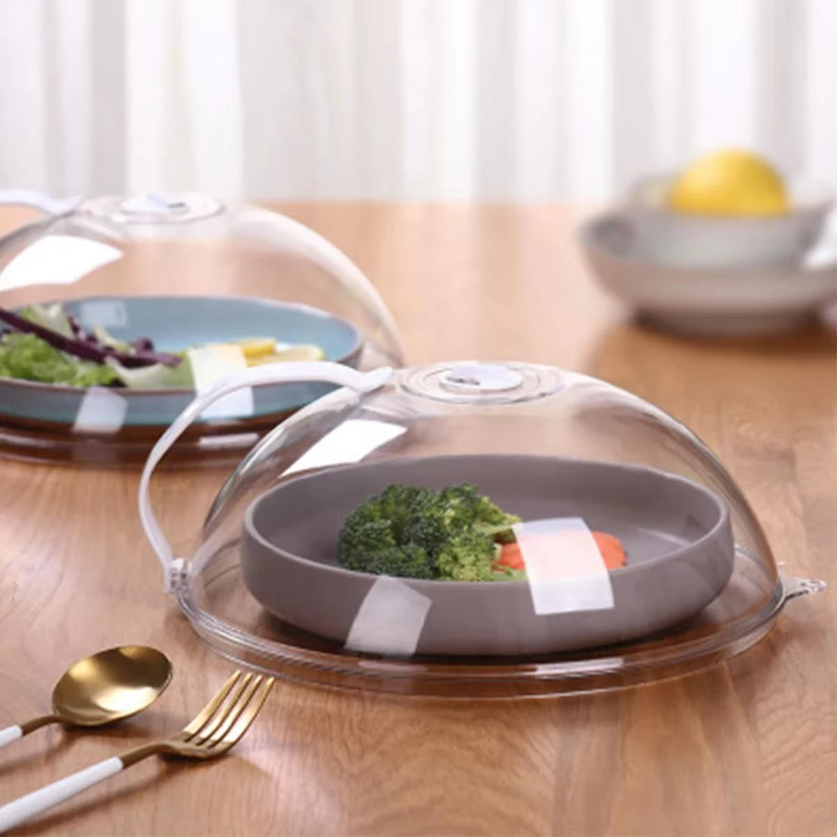 Transparent Microwave Food Splash Cover with Handle - Household Oven Heating Accessory