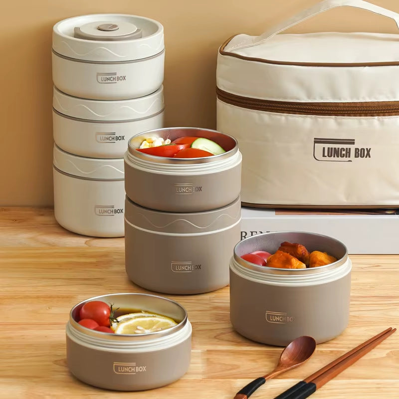 Professional Insulated Portable Lunch Box Set - Stackable Bento Box for Adults and Children, Ideal for School, Picnics, and Food Storage