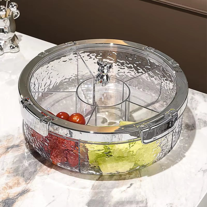 Ripple Seal Compartment Food Storage Tray for Dried Fruits, Nuts, and Snacks