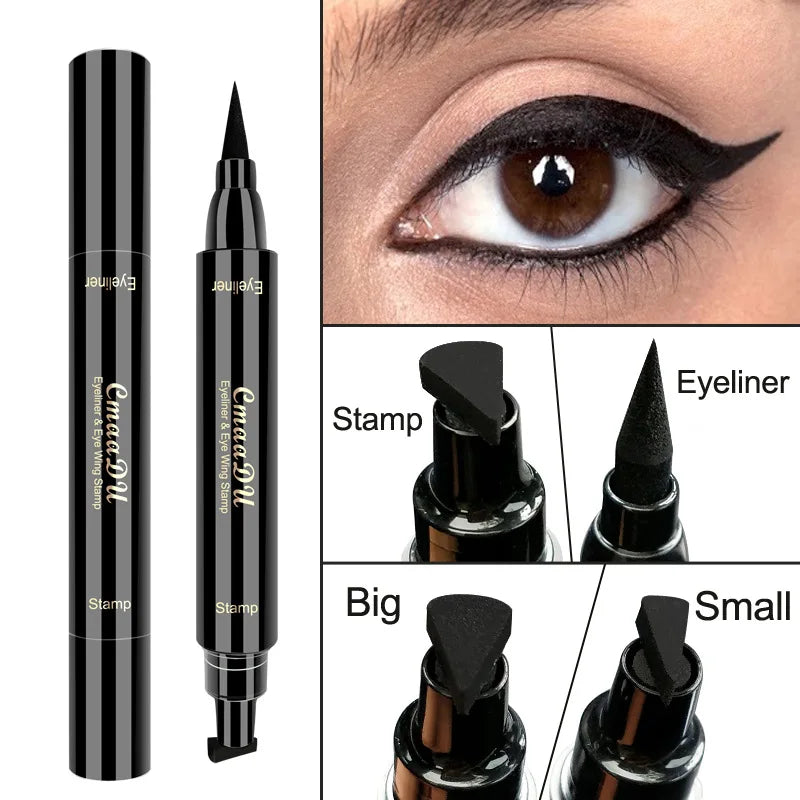 Professional Waterproof Liquid Eyeliner Pen - Fast Drying Black Double-Ended Cosmetic Eyeliner