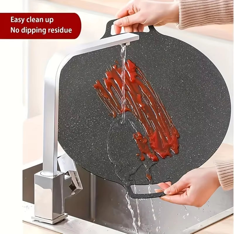 Cast Iron Non-Stick Round Roasting Pan with Double Handles for Korean BBQ and Crepes
