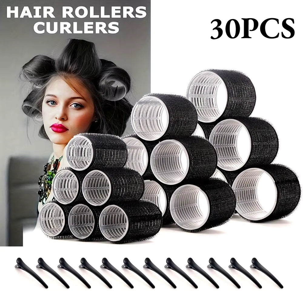 30-Piece Heatless Hair Styling Kit with Self-Grip Rollers and Clips for Effortless Natural Waves